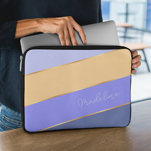 Custom Blue Violet Lavendel Soft Gelb Streifen Art Laptopschutzhülle