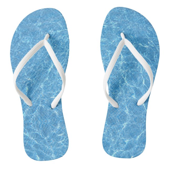 Custom Blue Water Aqua White Slim Rippen Erwachsen Flip Flops (Fußbett)