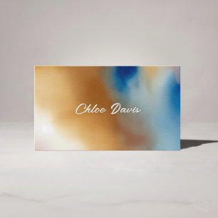 Custom Blue Wave Watercolor Business Card Visitenkarte