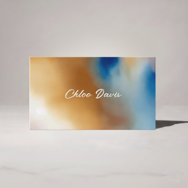 Custom Blue Wave Watercolor Business Card Visitenkarte (Von Creator hochgeladen)