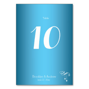 Custom Blue Wedding Tischnummer Cards Herz