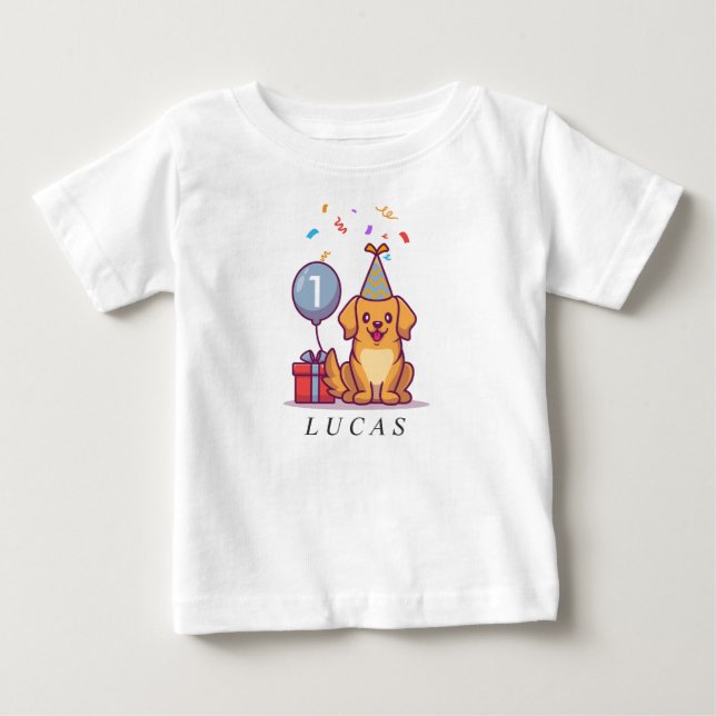Custom Blue Welpe Tee für 1. Geburtstag (Vorderseite)
