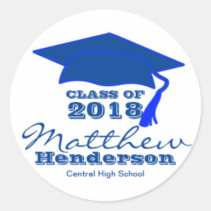 Custom Blue & White Abschluss Stickers for Boy