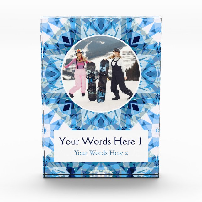 Custom Blue White Christmas Decor Gift Fotoblock (Vorderseite)