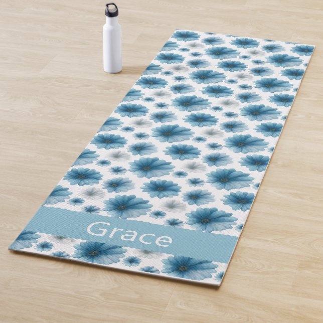 Custom Blue White Daisy Floral Pattern Yogamatte (Beispiel)