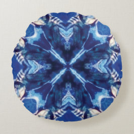 Custom Blue White designed Round Pillow Rundes Kissen