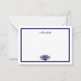Custom Blue White Flowers Blue Border 3.5x2.5 Mitteilungskarte