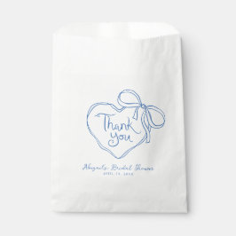 Custom Blue White Hand Drawing Heart Bow Vielen Da Geschenktütchen