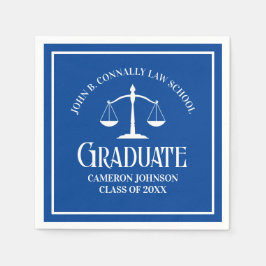 Custom Blue White Law School Graduation Party Serviette