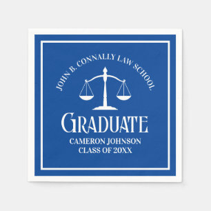 Custom Blue White Law School Graduation Party Serviette
