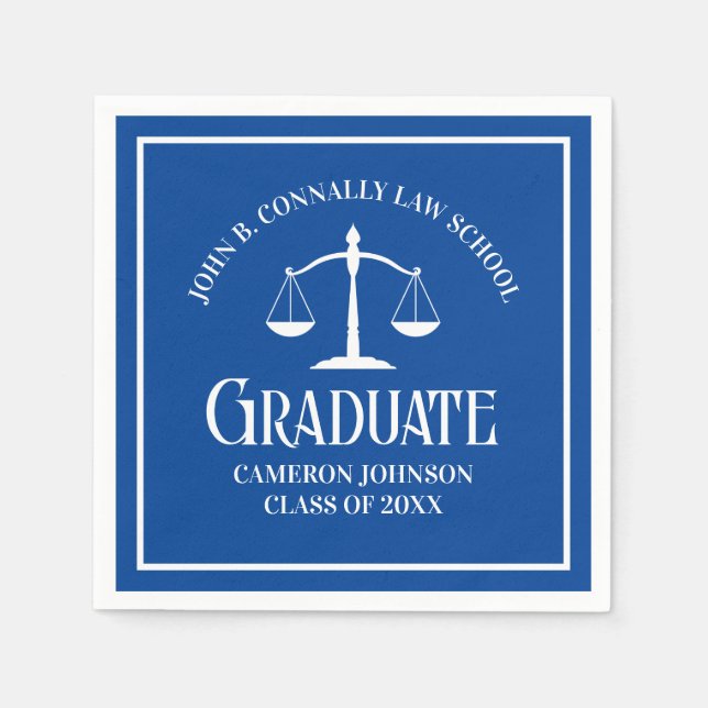 Custom Blue White Law School Graduation Party Serviette (Vorderseite)