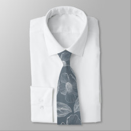 Custom Blue & White Line Art Wedding Neck Tie Krawatte