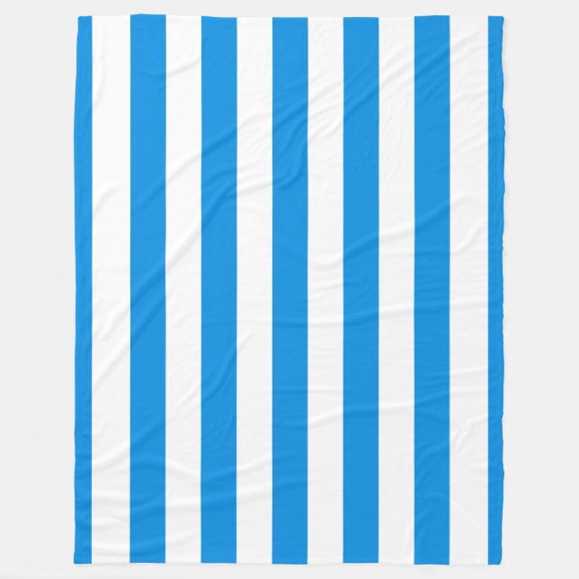 Custom Blue White Striping Elegante Moderne Groß Fleecedecke (Vorderseite)