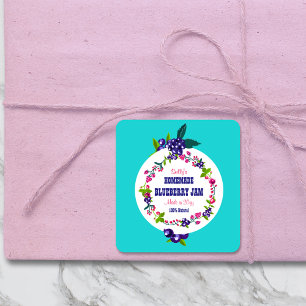 Custom ・ Blueberry Jam DIY Canning Quadratischer Aufkleber