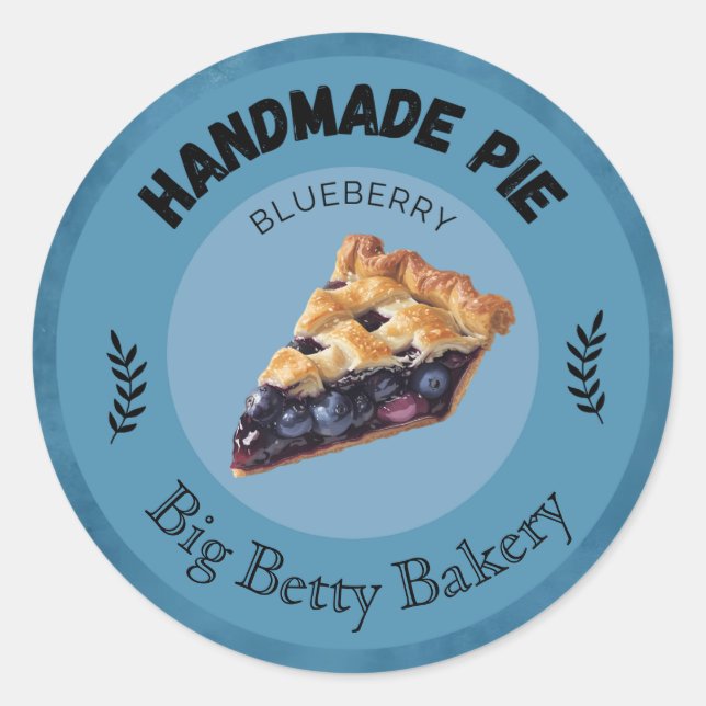 Custom Blueberry Pie Labels | Personalisierte Bäck Runder Aufkleber (Vorderseite)