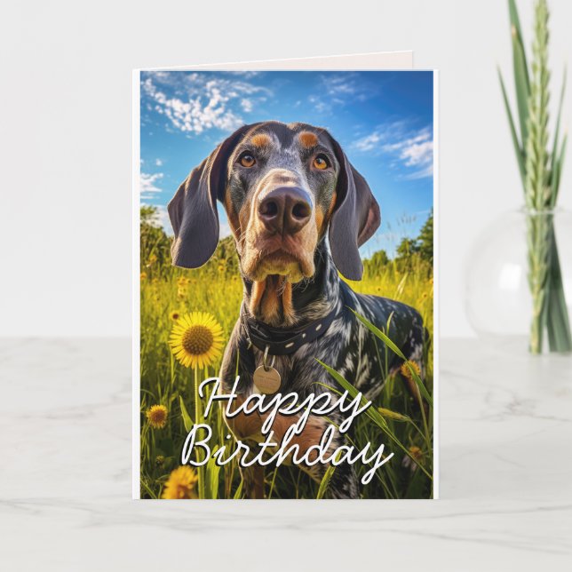Custom Bluetick Coonhound Birthday Card Dankeskarte (Vorderseite)