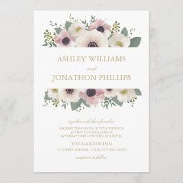Custom Blush Anemone Bouquet Hochzeit Einladung