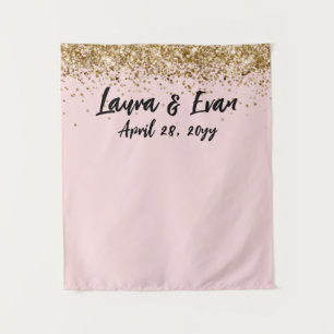 Custom Blush Black & Gold Wedding Foto Booth Prop Wandteppich