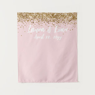 Custom Blush Gold & White Wedding Foto Booth Prop Wandteppich