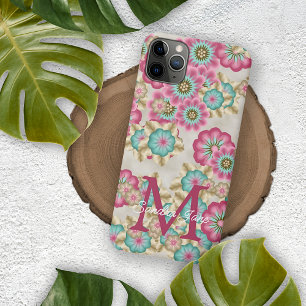 Custom Blush Pink Aquamarin Aqua Blue Blumenmuster Case-Mate iPhone Hülle