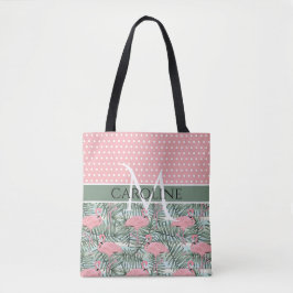 Custom Blush Pink Flamingoes Palm Leafs Muster