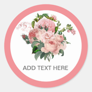 Custom Blush Pink Floral Bouquet Runder Aufkleber
