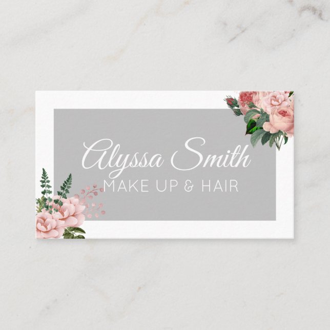 Custom Blush Pink Floral Bouquet Visitenkarte (Vorderseite)