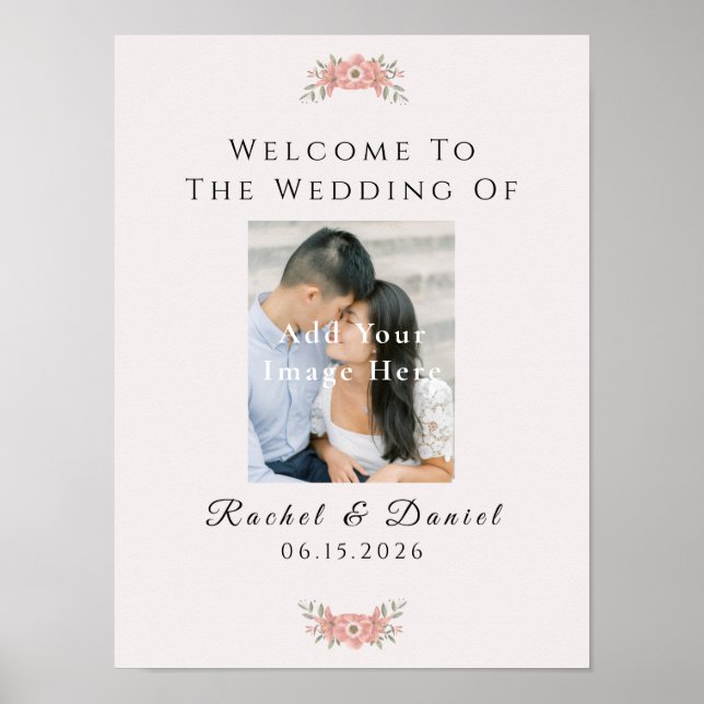 Custom Blush Pink Garden Floral Wedding Welcome Poster (Vorne)