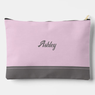 Custom blush pink gray personalized preppy stylish zubehörtasche