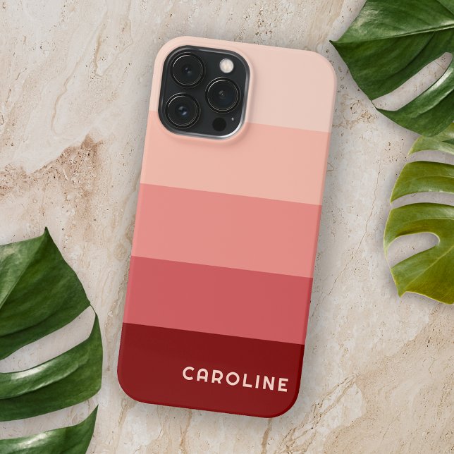Custom Blush Pink Maroon Red Peach Orange Streifen iPhone Hülle (Von Creator hochgeladen)