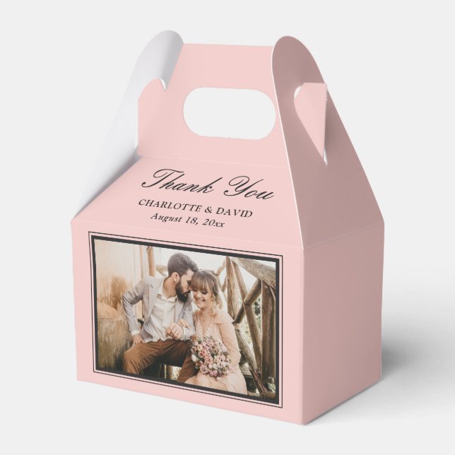 Custom Blush Wedding Foto Vielen Dank Geschenkschachtel (Vorderseite)