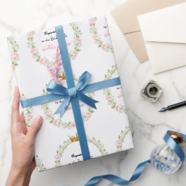 Custom Blushing Romance: Rose & Baby's Breathe Geschenkpapier