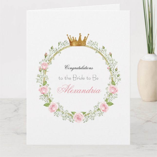 Custom Blushing Romance: Rose & Baby's Breathe Karte (Vorderseite)