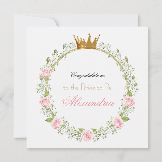 Custom Blushing Romance: Rose & Baby's Breathe Karte (Vorderseite)