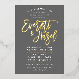 CUSTOM B'nai Mitzvah Nachahmung des goldenen Skrip Folieneinladung