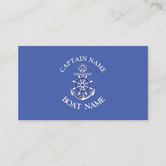 Custom boat captain name navy Business Card Visitenkarte