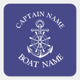 Custom boat captain name navy nautical sailor cla quadratischer aufkleber