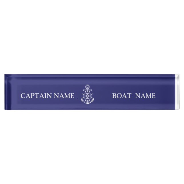 Custom boat captain name navy nautical sailor   namensplakette (Vorderseite)