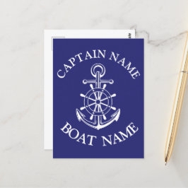 Custom boat captain name navy Postcard Postkarte