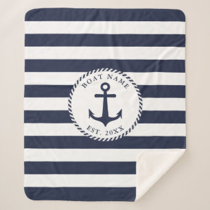 Custom Boat Name Nautical White Navy Blue Anchor Sherpadecke
