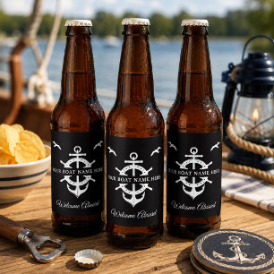 Custom Boat Name Ship’s Wheel Anchor Nautical Cool Bierflaschenetikett