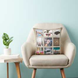 Custom Boho 9 Foto Collage Instagram Pillow Kissen