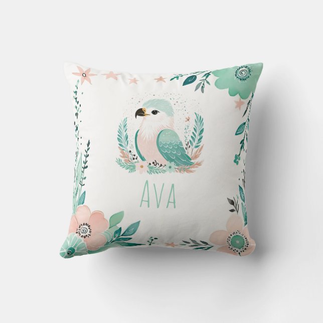 Custom Boho Baby Eagle Pillow Pastel Green Kissen (Rückseite)