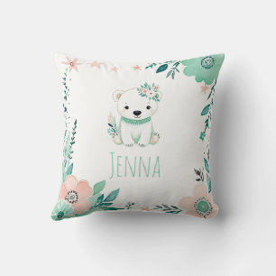 Custom Boho Baby Polar Bear Kissen Pastell Green