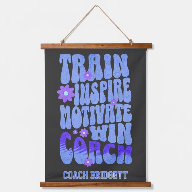 Custom Boho Best Coach Train Inspirier Motivation  Wandteppich Mit Holzrahmen (Vorderseite)