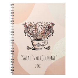 Custom Boho Botanical Coffee Art Spiral Journal Notizblock