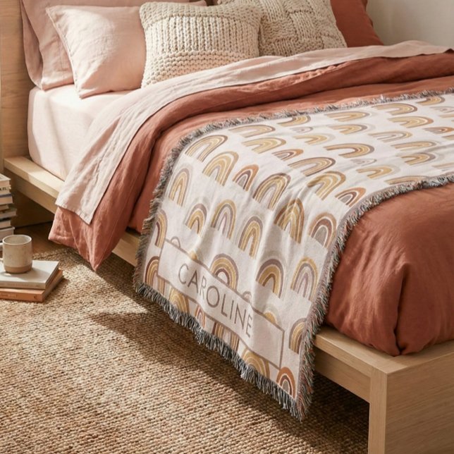 Custom Boho Desert Rainbow Arch Pattern Taupe Decke (Von Creator hochgeladen)