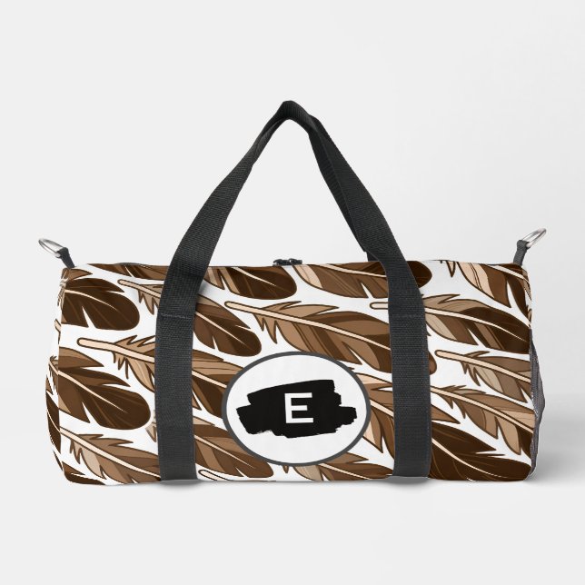 Custom Boho Feather Monogram Small Duffel Bag Duffle Bag (Vorderseite)