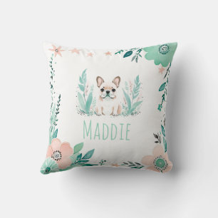 Custom Boho French Bulldog Pillow Pastell Green Kissen