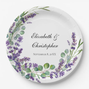 Custom Boho Lavender Eucalyptus Wedding Pappteller